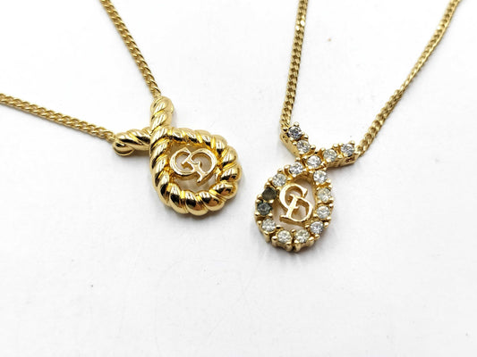 Dior Gold Plated Logo/Rhinestone Necklace Set Accessories Collection Accessories Collection 
