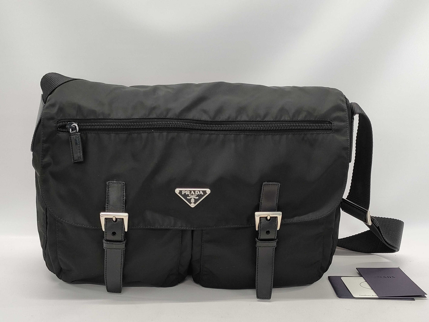 PRADA nylon messenger shoulder bag