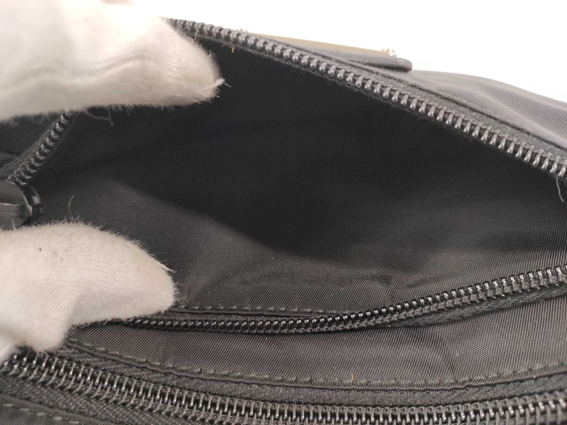 PRADA Nylon Shoulder Bag with Triangular Plate Waist Pouch