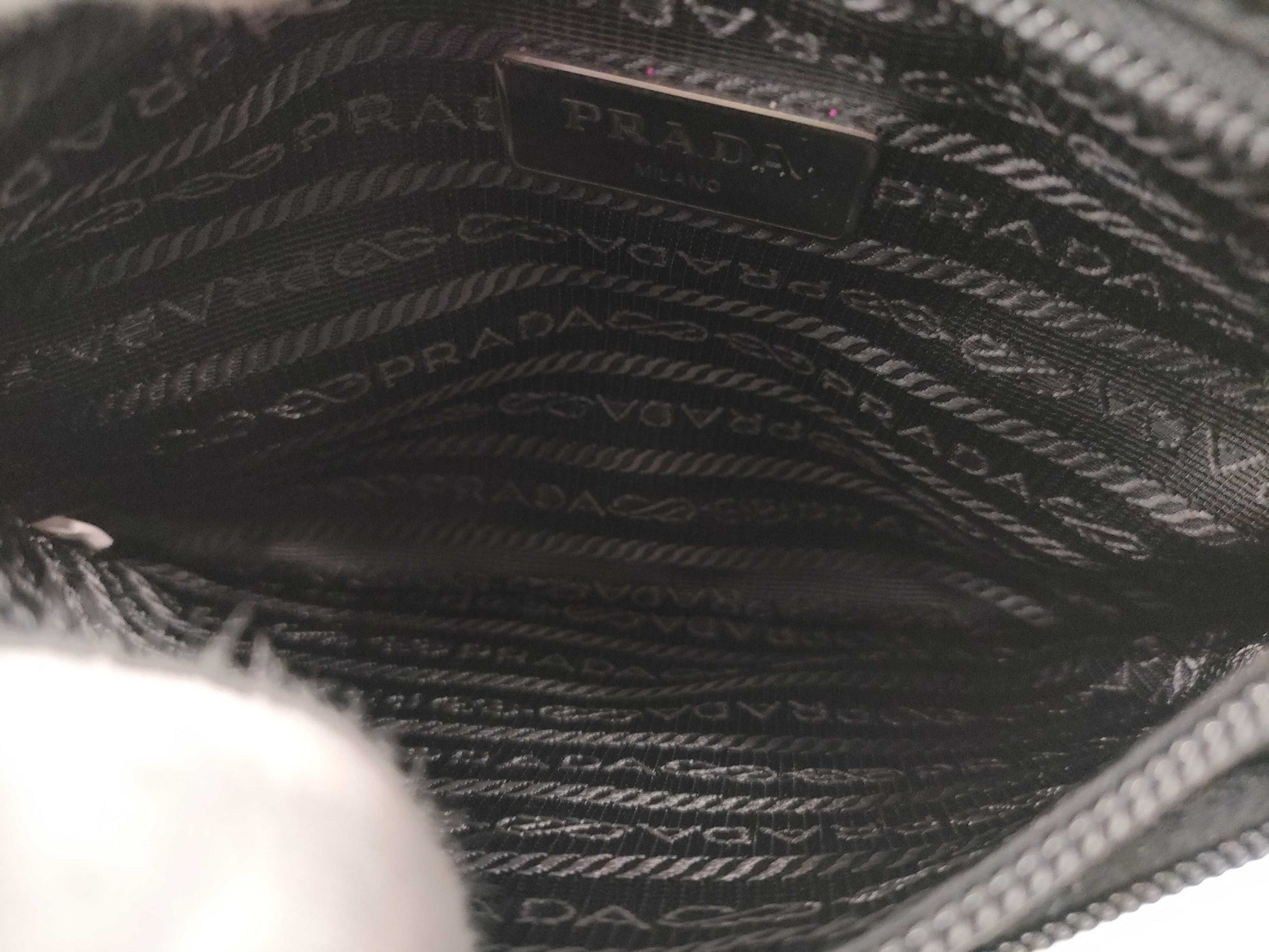 PRADA Nylon Shoulder Bag with Triangular Plate Waist Pouch