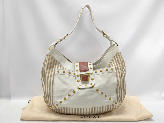 LOEWE Leather One-Shoulder Striped Shoulder Bag