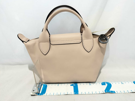 LONG CHAMP Pliage Mini All Leather 2-Way Handbag with Strap and Dust Bag