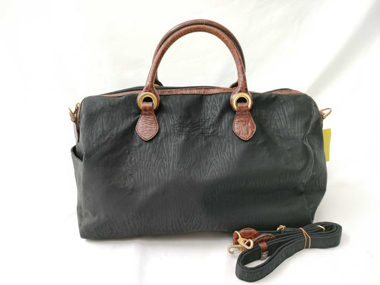 BALENCIAGA Nylon x Leather 2-Way Boston Bag