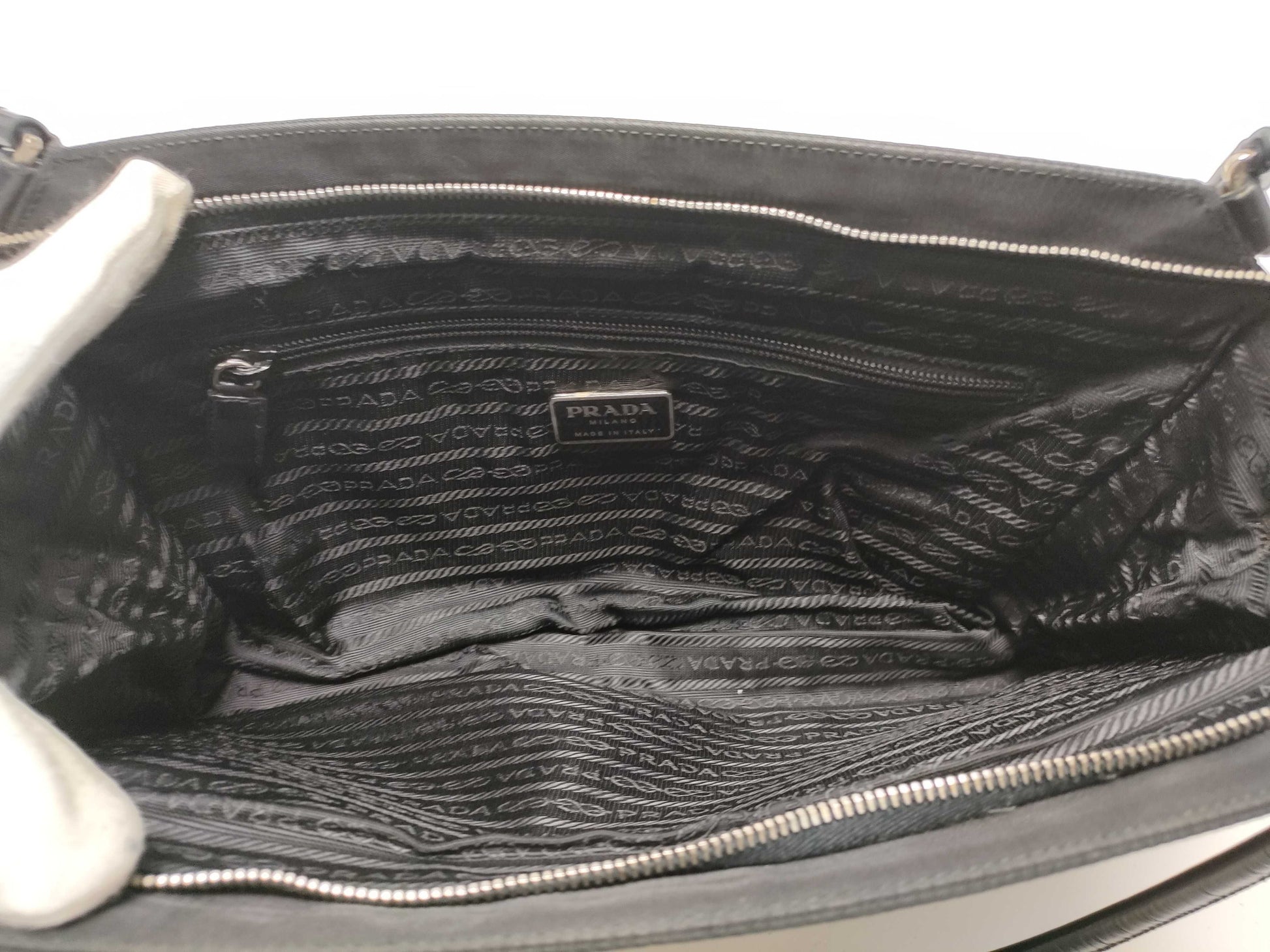 PRADA Nylon Hand Double Zipper Handbag