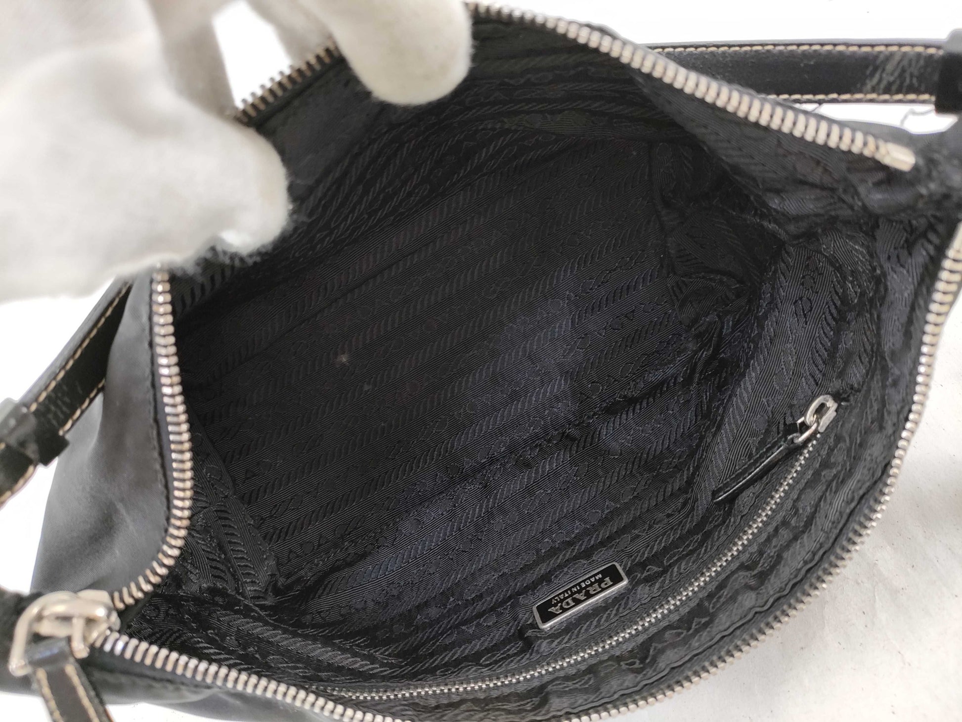 PRADA Nylon Mini Handbag with Triangle Plate