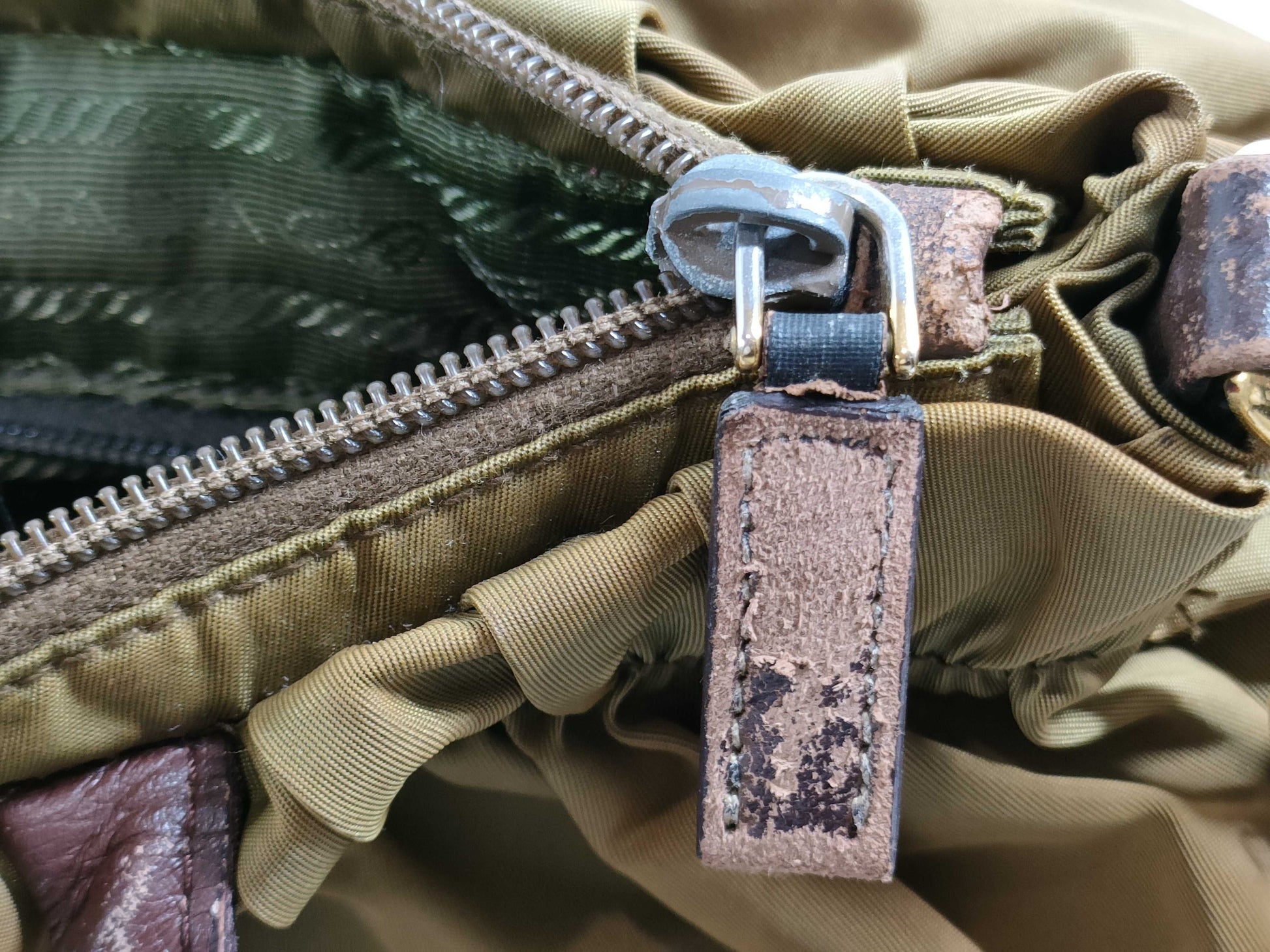 PRADA Nylon 2-Way Shoulder Bag/Severe Discoloration/Handle Parts Not Original/Handle Parts Broken