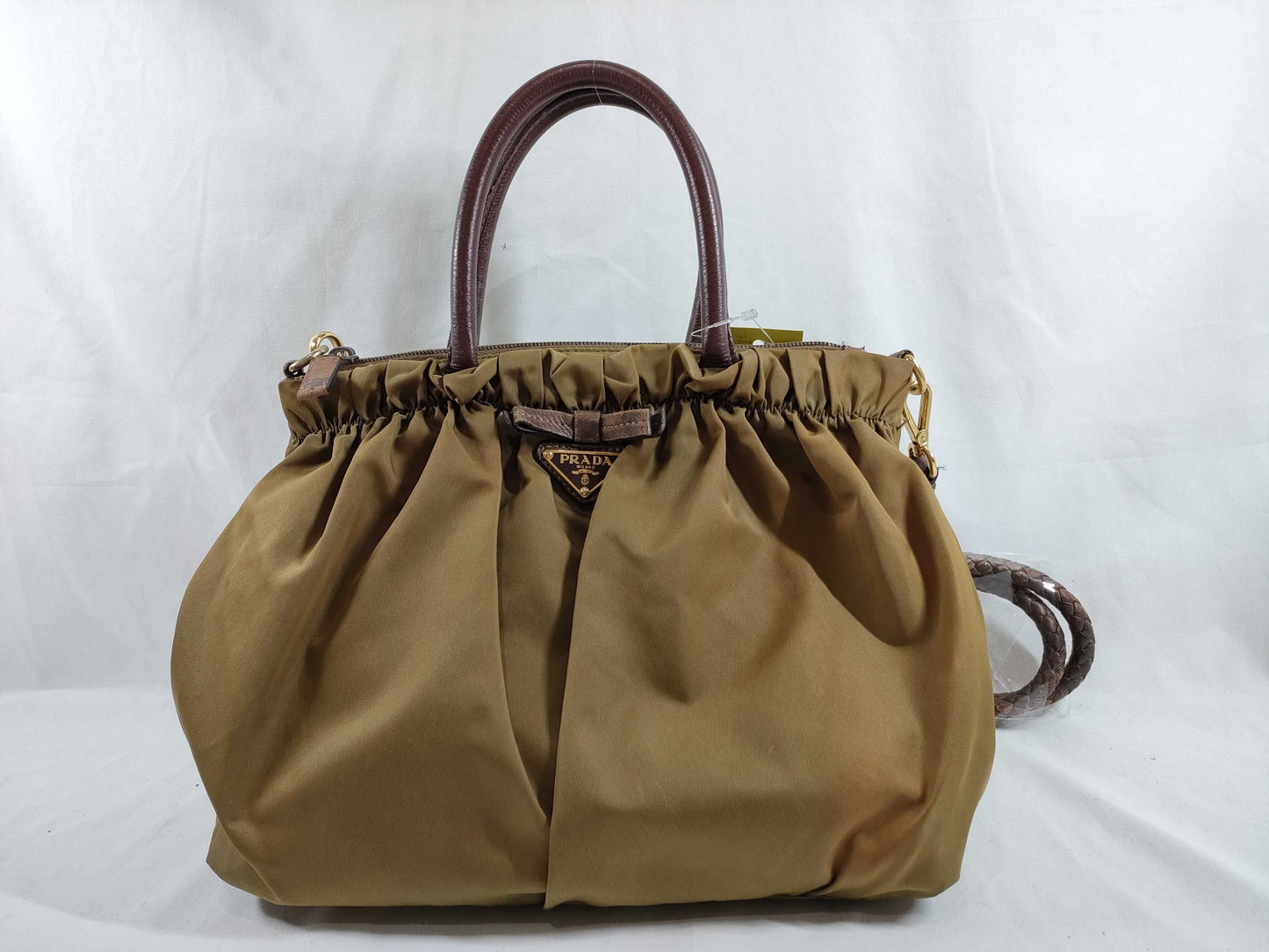 PRADA Nylon 2-Way Shoulder Bag/Severe Discoloration/Handle Parts Not Original/Handle Parts Broken