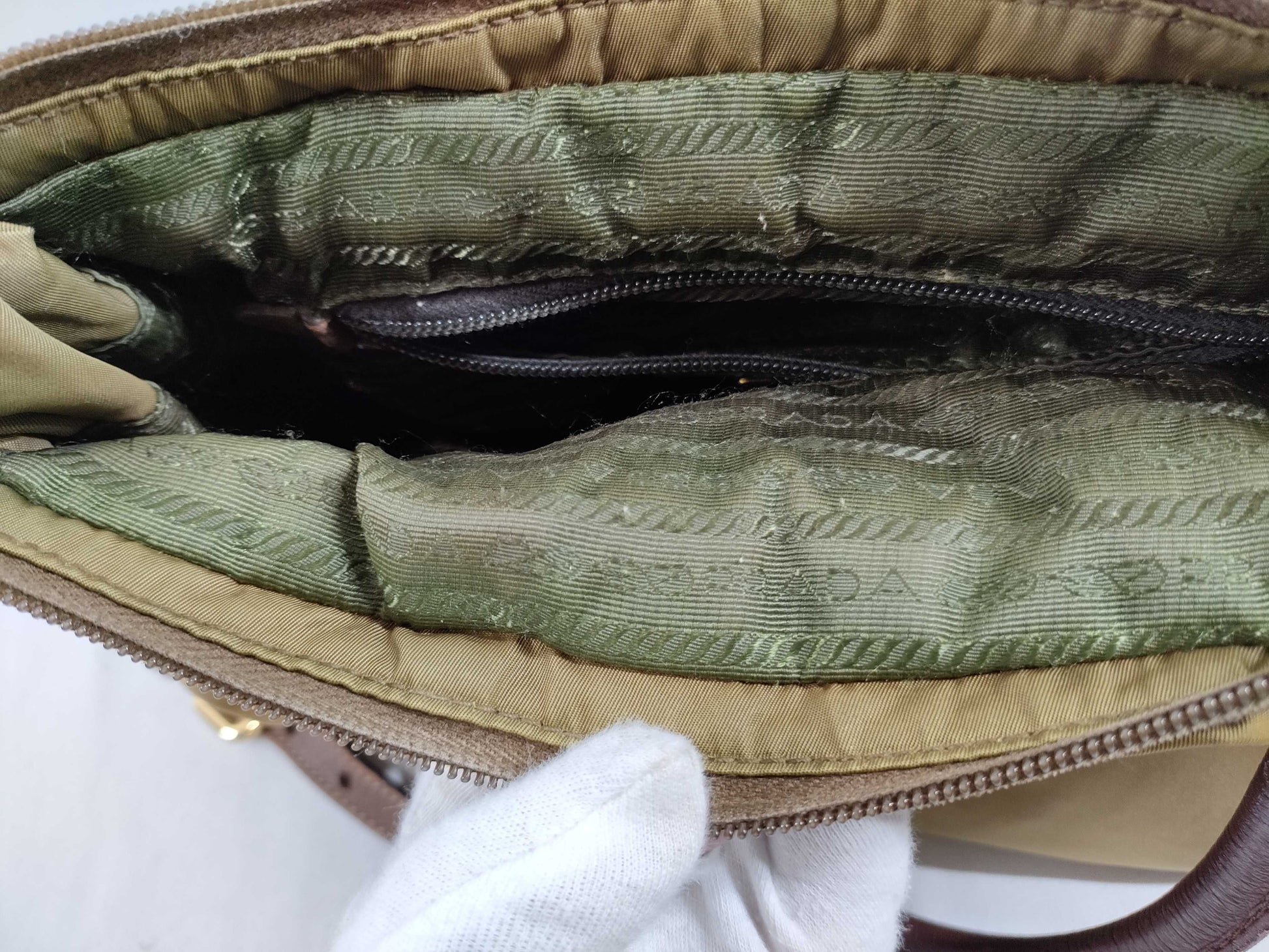PRADA Nylon 2-Way Shoulder Bag/Severe Discoloration/Handle Parts Not Original/Handle Parts Broken