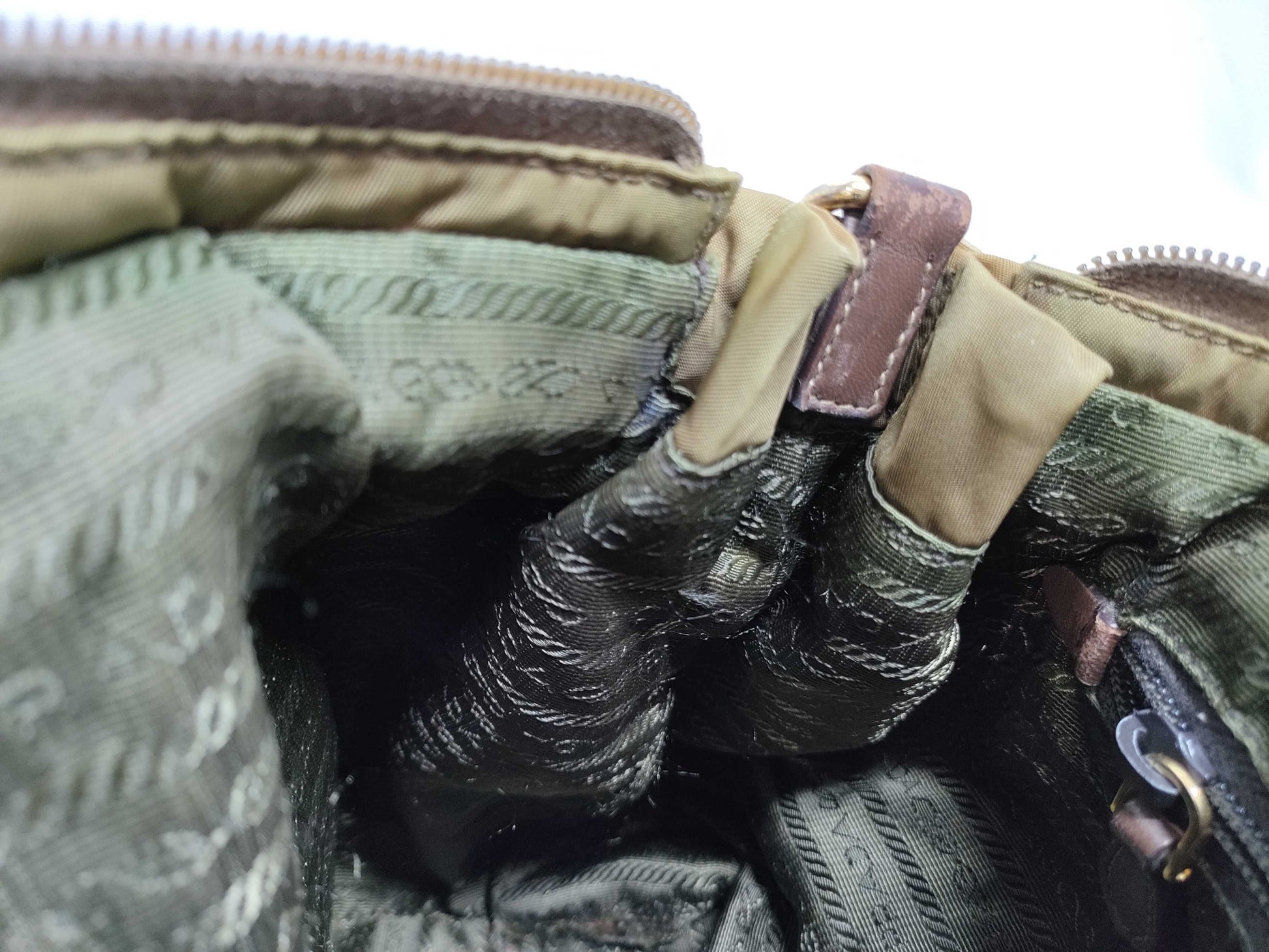 PRADA Nylon 2-Way Shoulder Bag/Severe Discoloration/Handle Parts Not Original/Handle Parts Broken