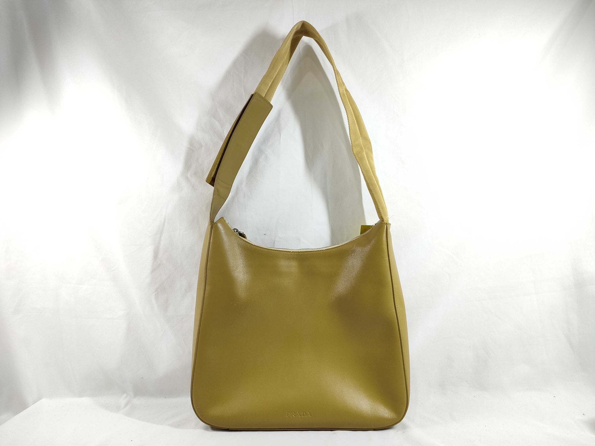 PRADA Leather One-Shoulder/Complementary Color/Mustard Shoulder Bag