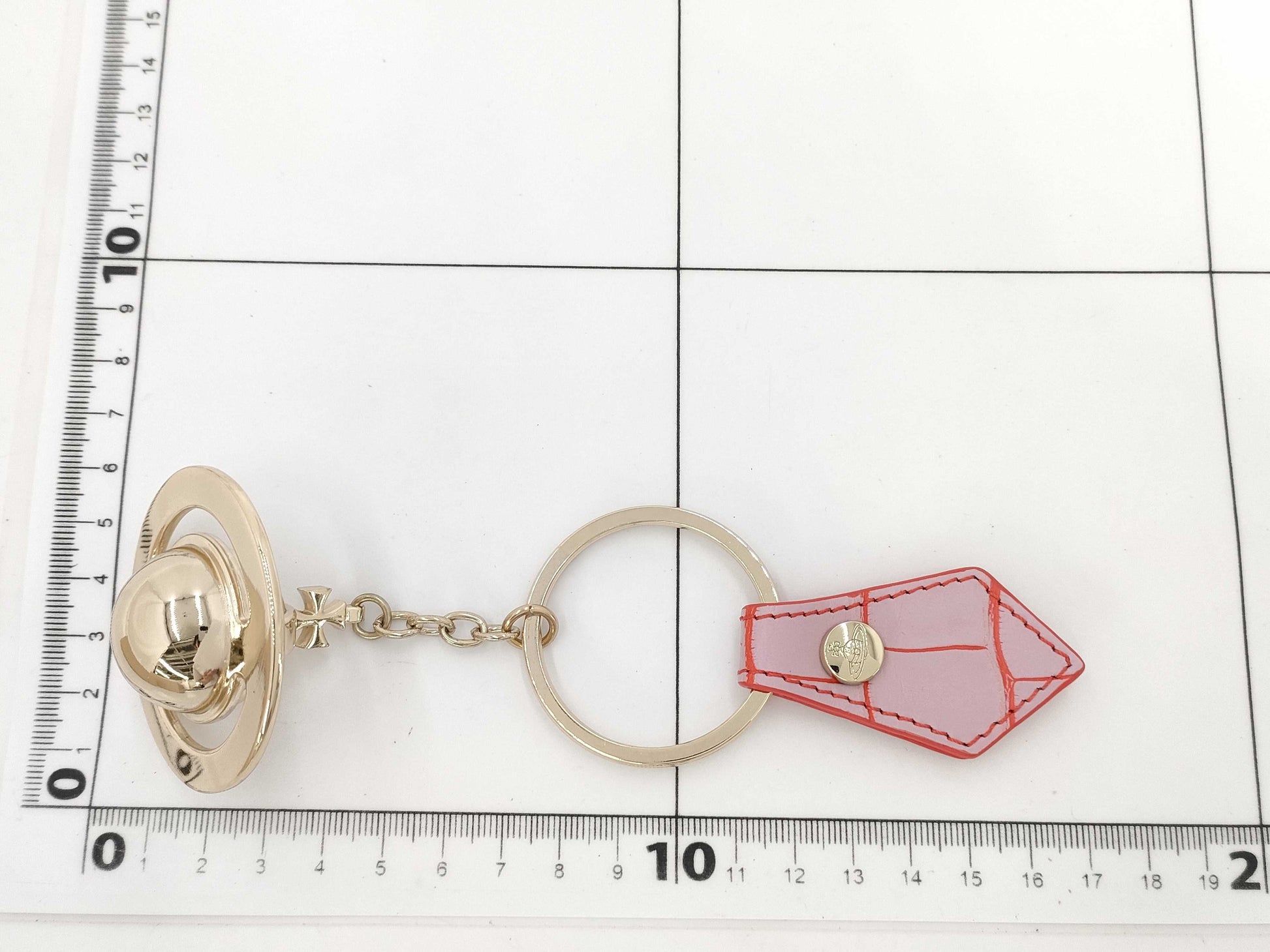  Vivienne Westwood Orb Plated x Leather Key Ring Gold Charm