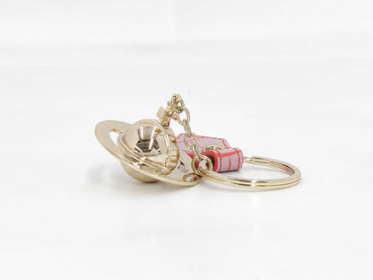  Vivienne Westwood Orb Plated x Leather Key Ring Gold Charm