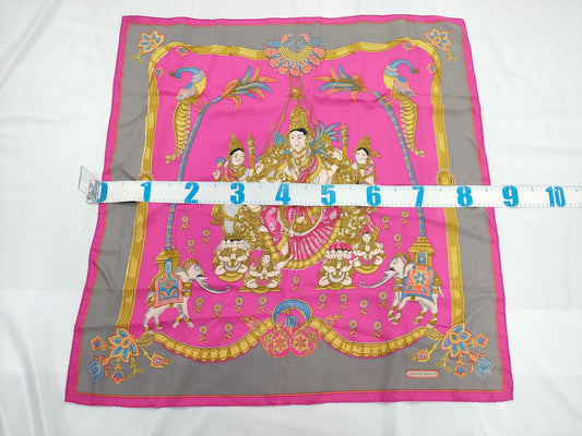 HERMES Carré 90 India Silk Pink Scarf