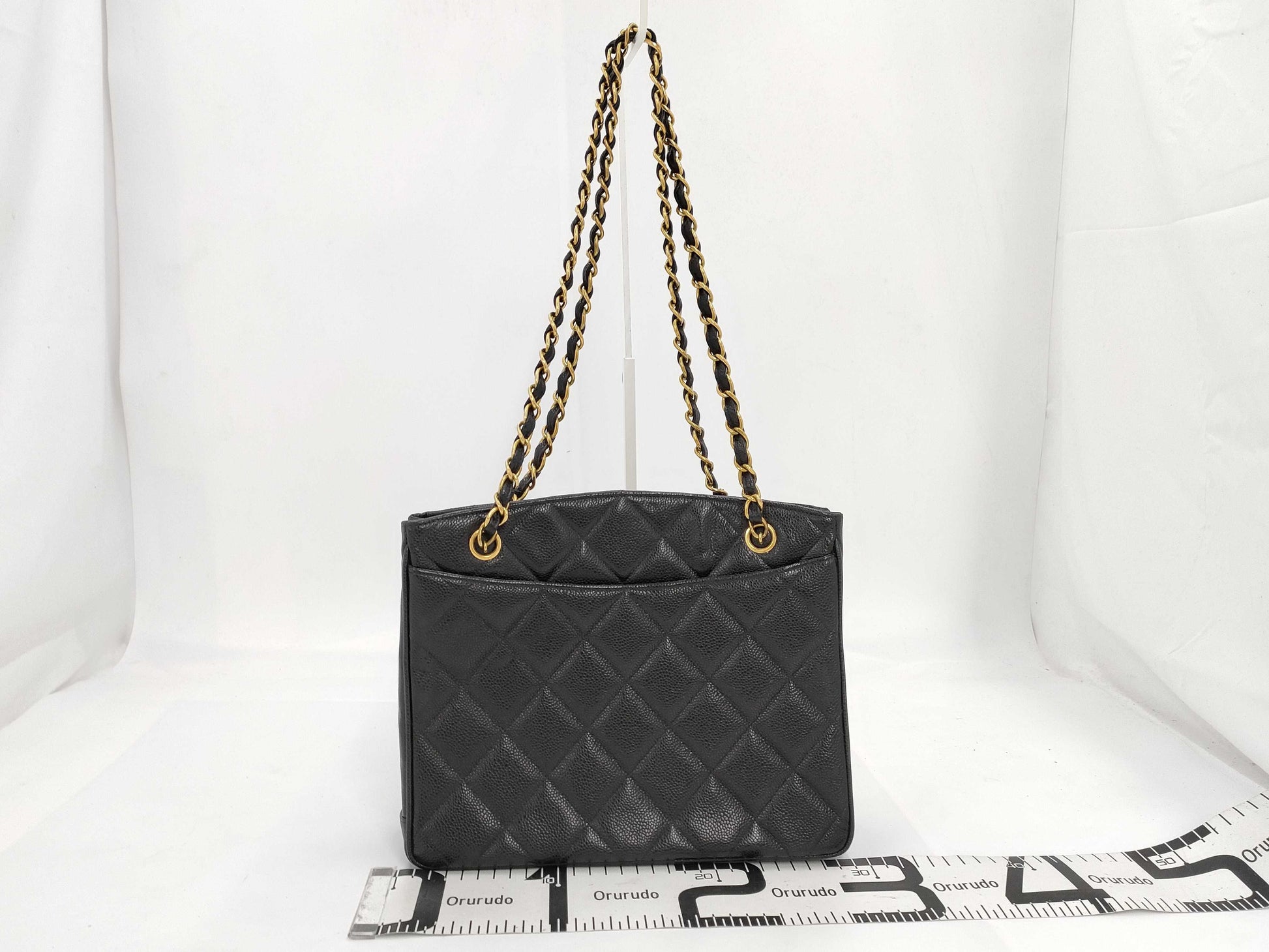 CHANEL Caviar Skin Deca Coco/Chain Tote/Shoulder Bag