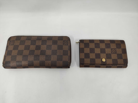 Louis Vuitton Damier Wallet Set of 2 Zippy Wallets and Porte Monnaie Piezor