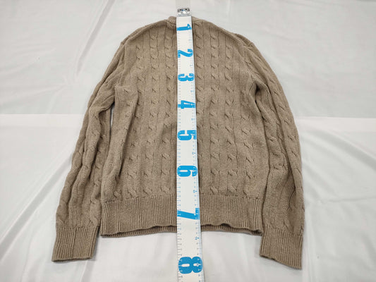 Ralph Lauren Half-Zip Cable Knit Top in Beige