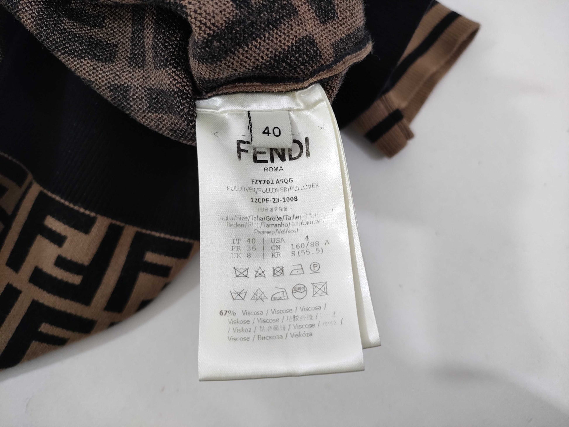 FENDI Zucca Print Top Rayon x Polyester