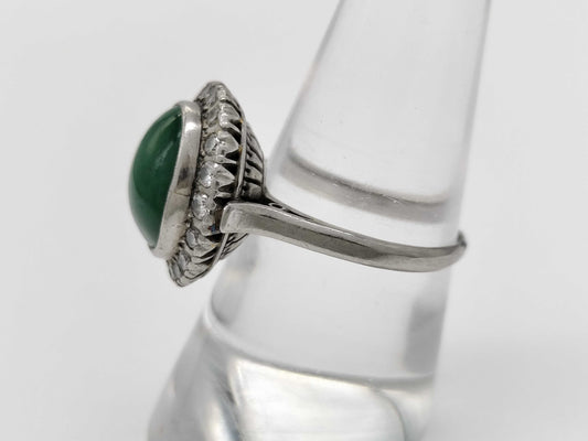 Jadeite ring, diameter approximately 11.2mm x 8.4mm, diamond PM 6.1g 