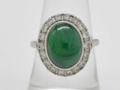 Jadeite ring, diameter approximately 11.2mm x 8.4mm, diamond PM 6.1g 