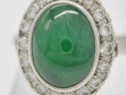 Jadeite ring, diameter approximately 11.2mm x 8.4mm, diamond PM 6.1g 
