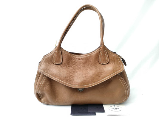 PRADA All Leather Handbag Brown Handbag