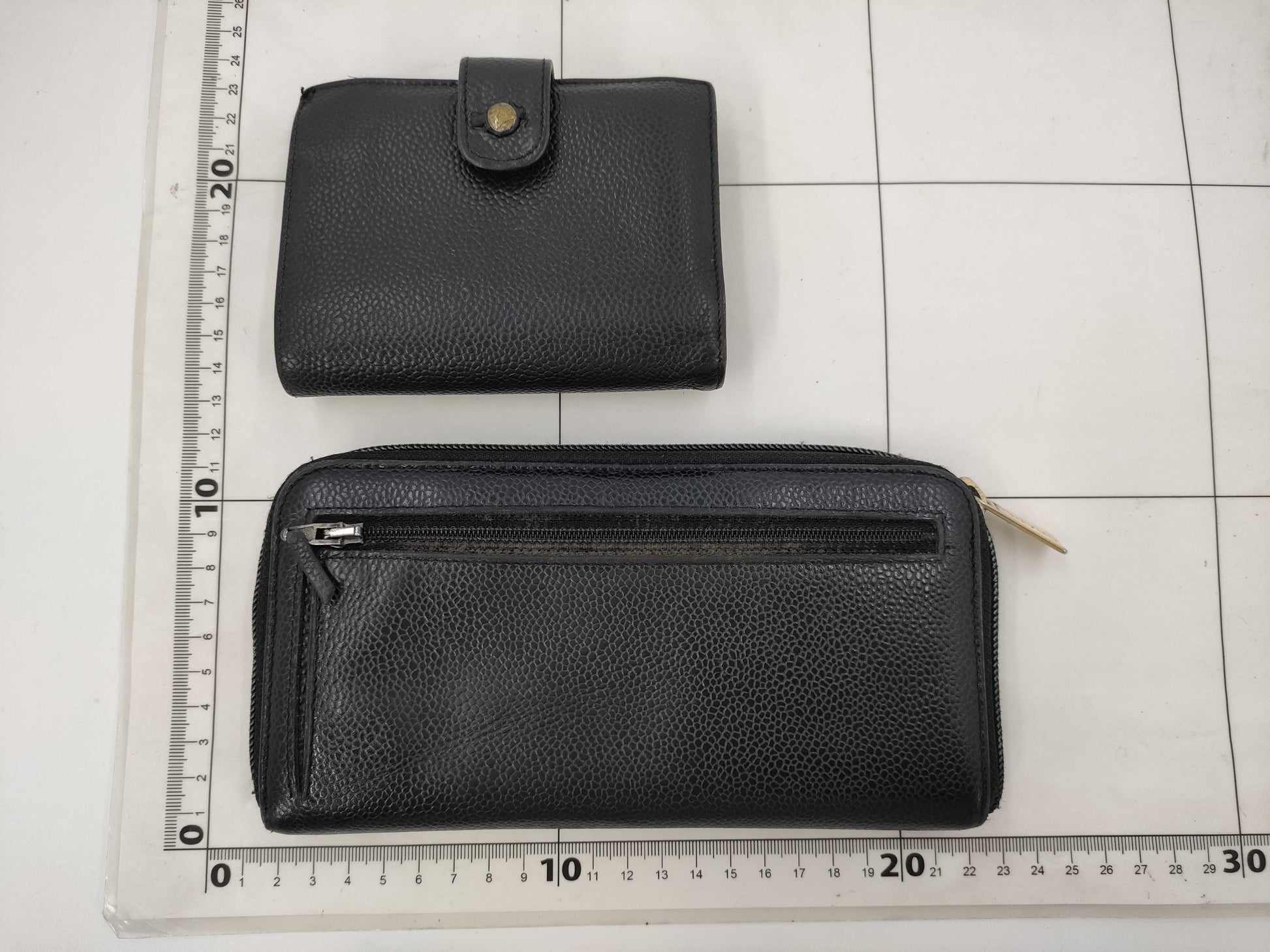 CHANEL Caviar Leather Folding Wallet and Long Wallet Set