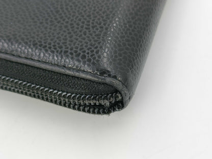 CHANEL Caviar Leather Folding Wallet and Long Wallet Set