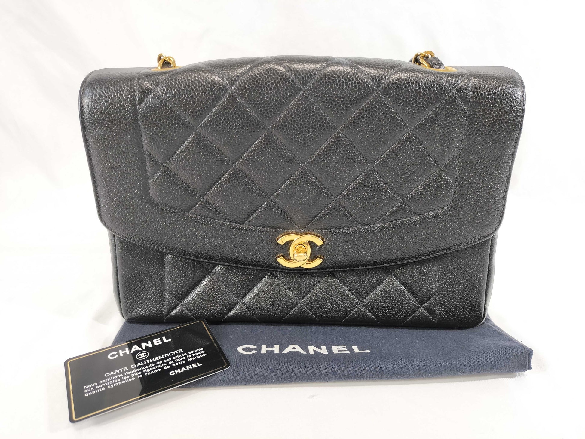 CHANEL Caviar Skin Diana Chain Shoulder Bag