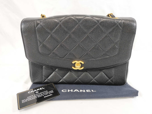CHANEL Caviar Skin Diana Chain Shoulder Bag