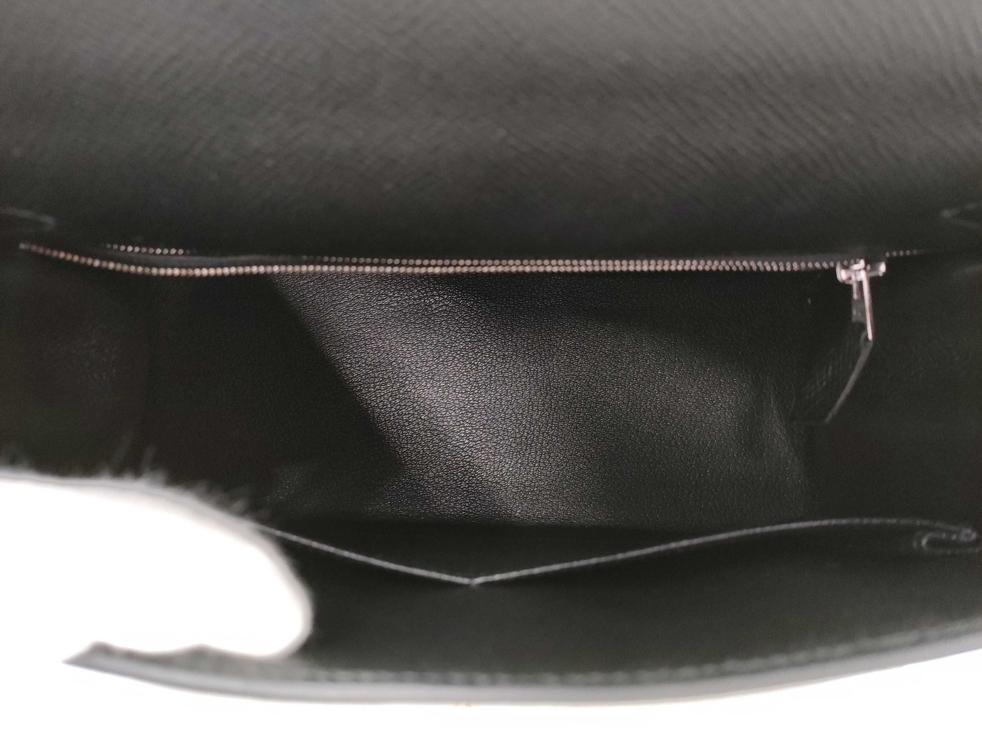 HERMES Kelly 28 Epsom Black Silver Hardware Y Stamp Handbag