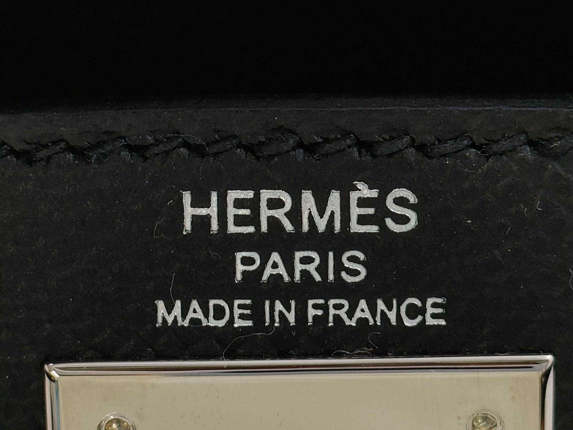 HERMES Kelly 28 Epsom Black Silver Hardware Y Stamp Handbag