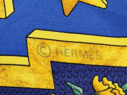 HERMES Carre Blue Scarf