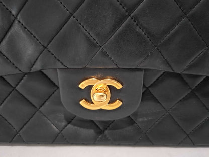 CHANEL Lambskin Double Flap Matelasse Chain Shoulder Bag