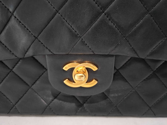 CHANEL Lambskin Double Flap Matelasse Chain Shoulder Bag