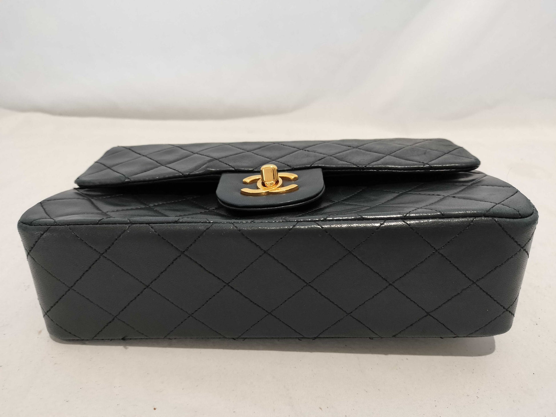 CHANEL Lambskin Double Flap Matelasse Chain Shoulder Bag