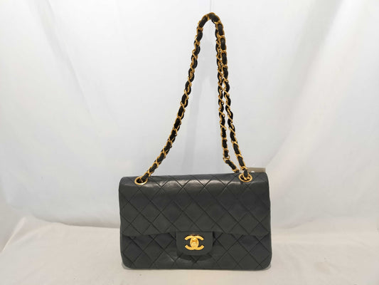 CHANEL Lambskin Double Flap Matelasse Chain Shoulder Bag