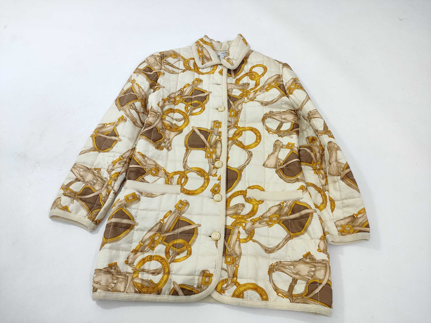 CELINE Quilted Coat with Scarf Pattern