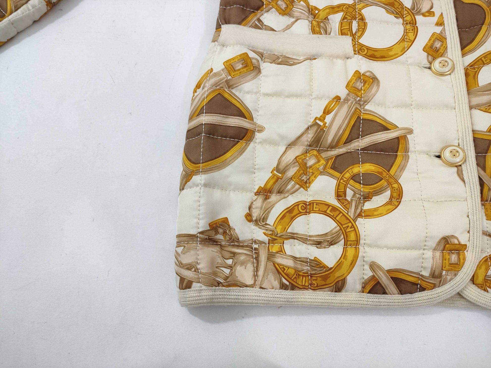 CELINE Quilted Coat with Scarf Pattern