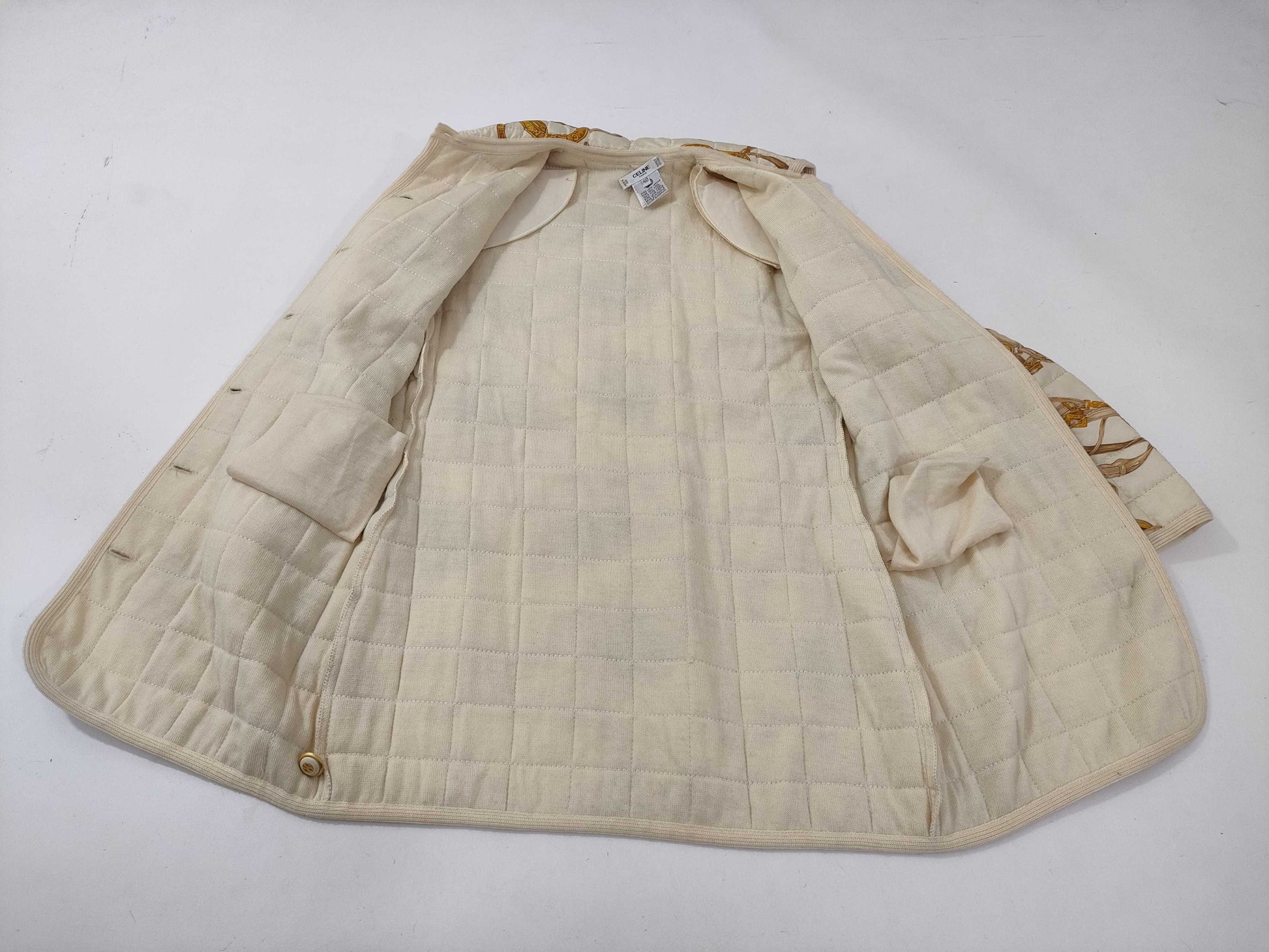 CELINE Quilted Coat with Scarf Pattern