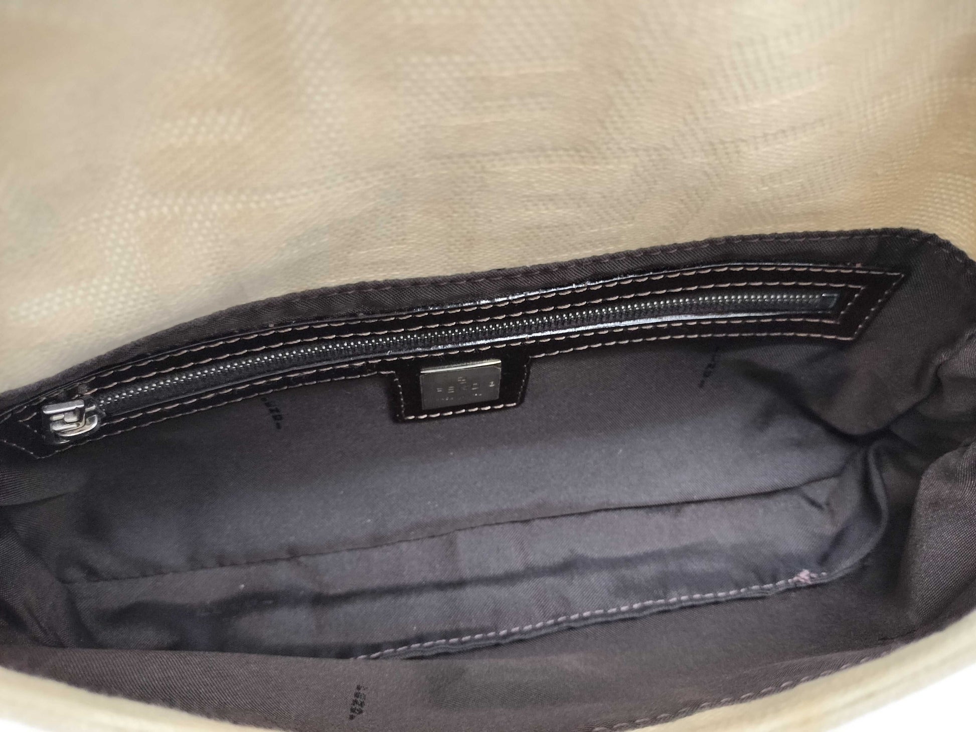 FENDI Zucca Baguette Canvas Shoulder Bag