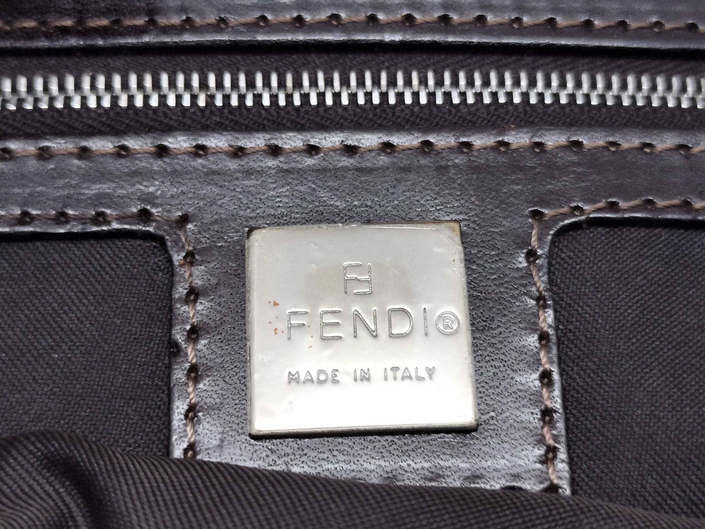 FENDI Zucca Baguette Canvas Shoulder Bag