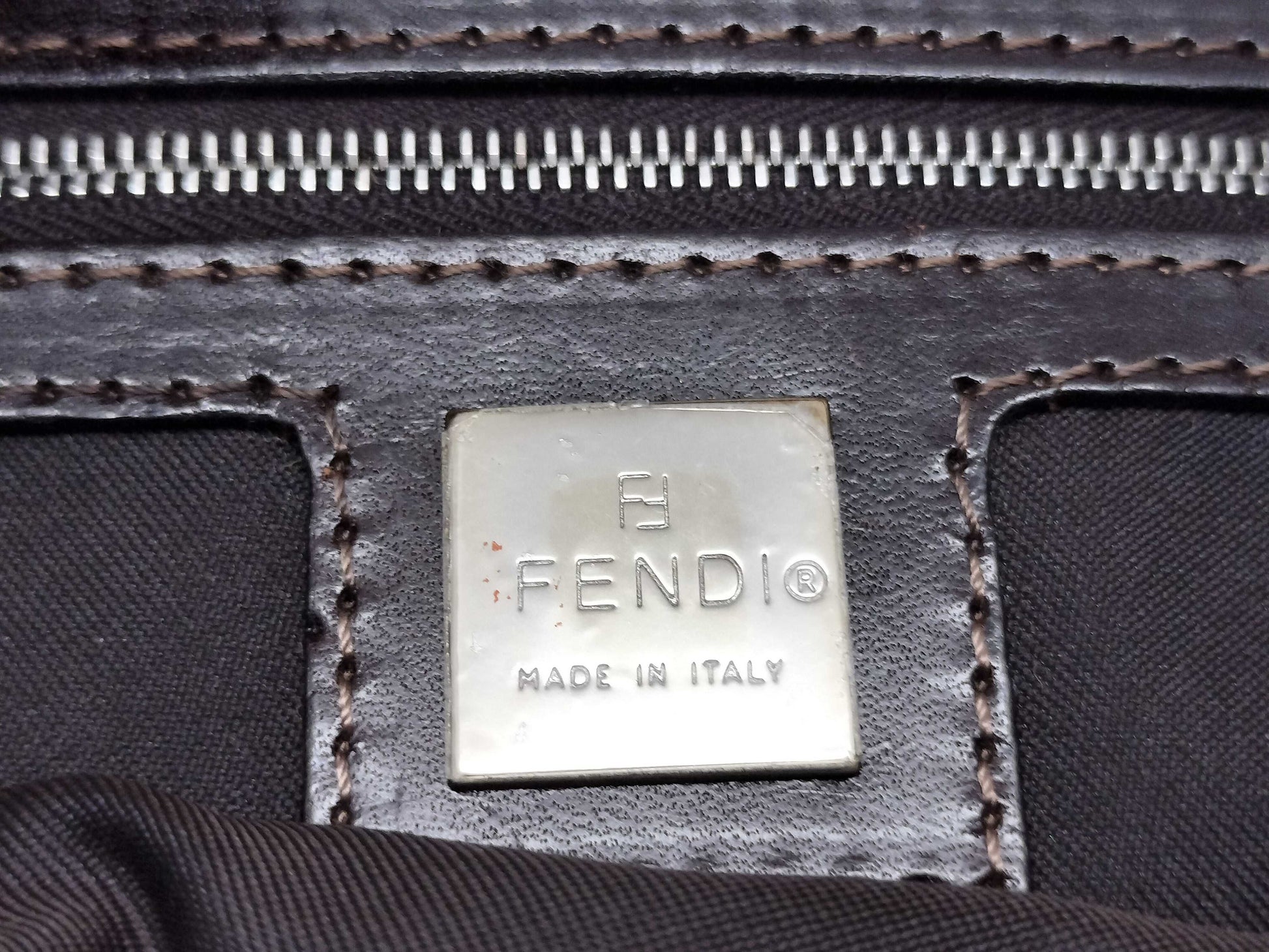 FENDI Zucca Baguette Canvas Shoulder Bag