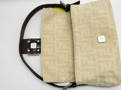 FENDI Zucca Baguette Canvas Shoulder Bag