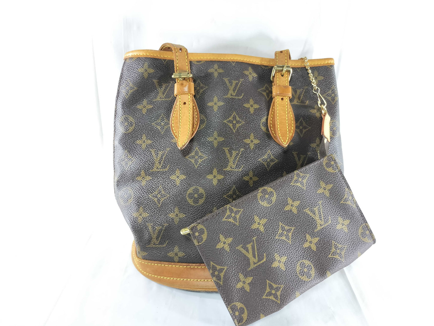 LOUIS VUITTON DK0068 Monogram M42238 Bucket PM Tote Bag with Pouch