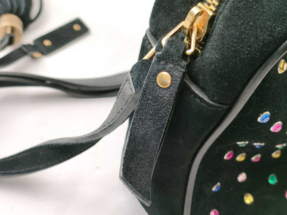Yves Saint Laurent Suede Rhinestone Fringe Shoulder Bag