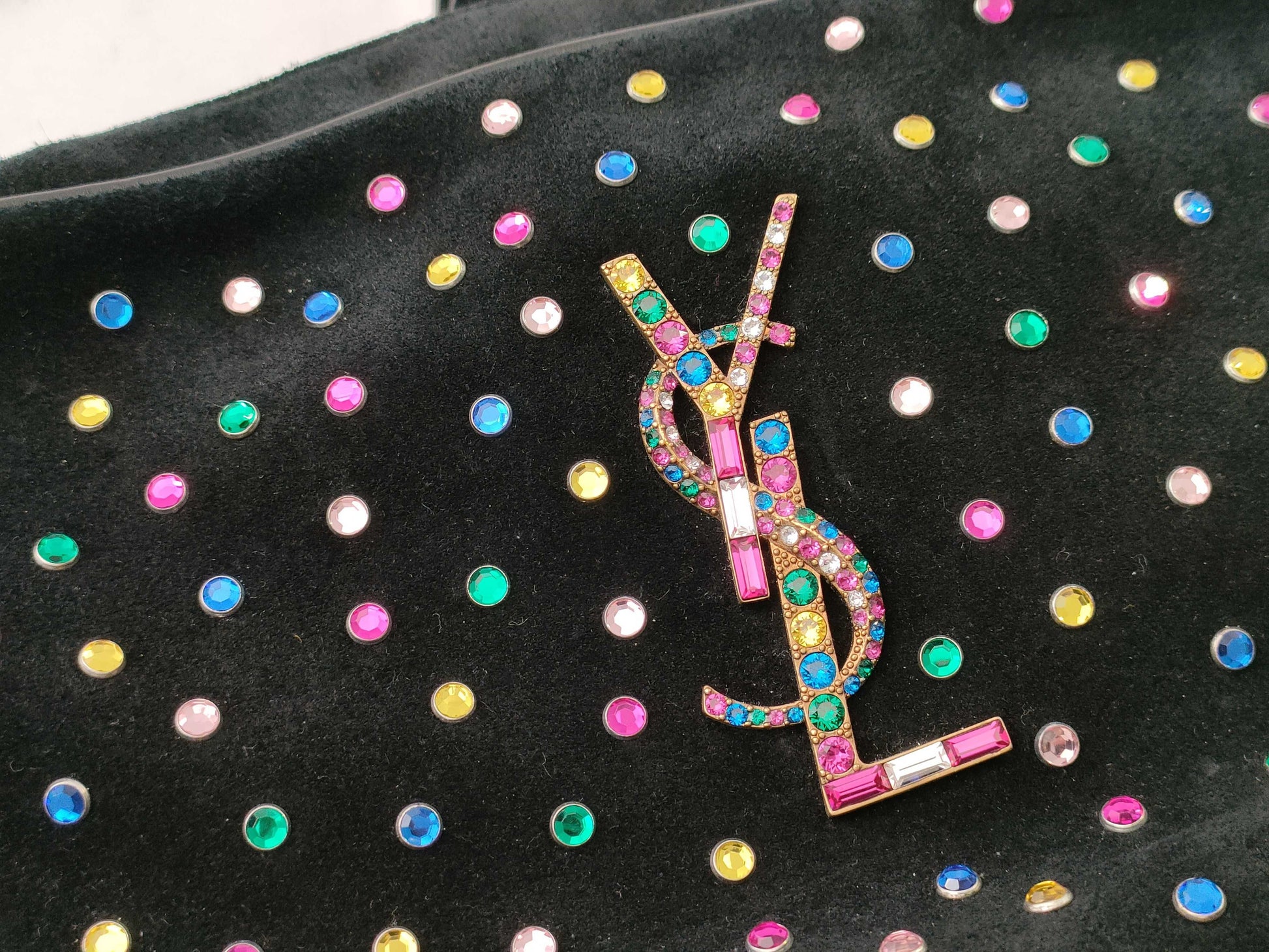 Yves Saint Laurent Suede Rhinestone Fringe Shoulder Bag