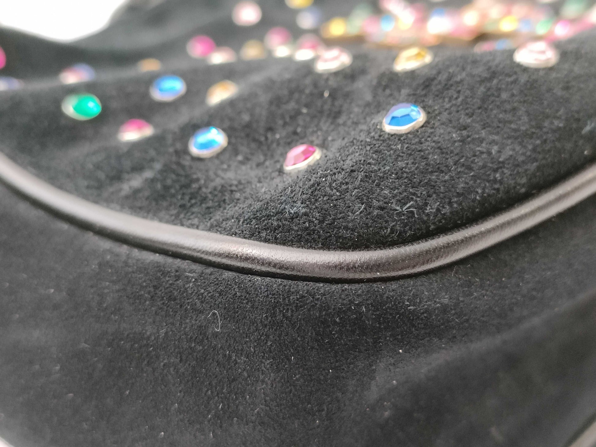 Yves Saint Laurent Suede Rhinestone Fringe Shoulder Bag