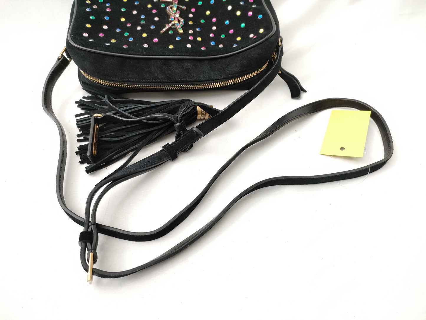 Yves Saint Laurent Suede Rhinestone Fringe Shoulder Bag