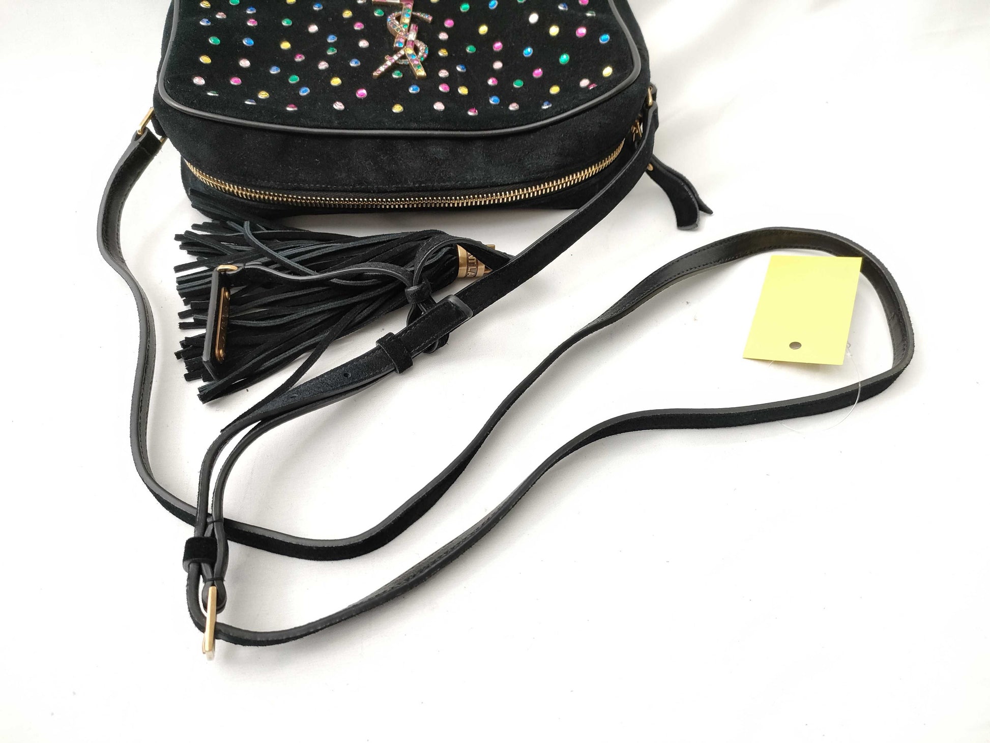 Yves Saint Laurent Suede Rhinestone Fringe Shoulder Bag