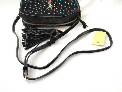 Yves Saint Laurent Suede Rhinestone Fringe Shoulder Bag